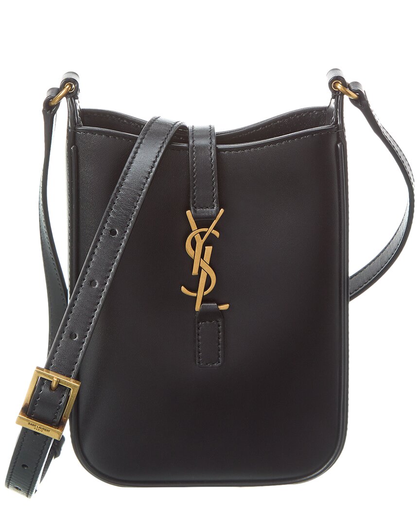 Saint Laurent Le 5 À 7 Vertical Leather Crossbody In Black