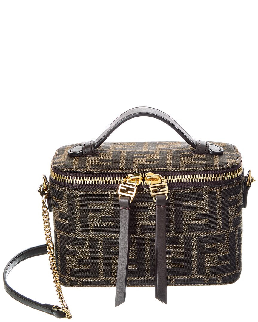 Fendi Gold/Brown Ff Jacquard Vanity Case