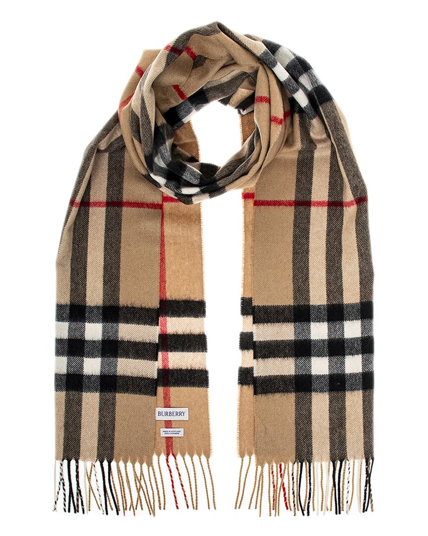 Burberry Check Cashmere Scarf In Brown