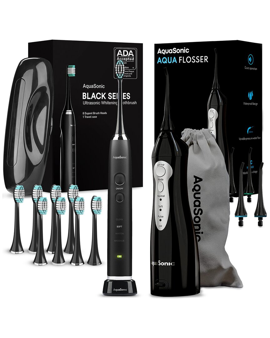 Aquasonic Black Series Toothbrush & Black Aqua Flosser