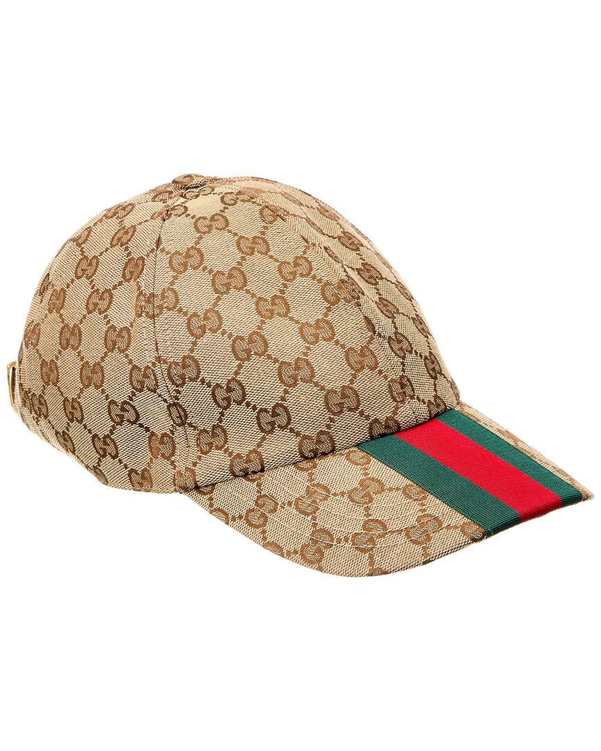 Gucci Men Beige And Ebony Baseball Cap With Web Detail In Gg Supreme Canvas Man In Brown