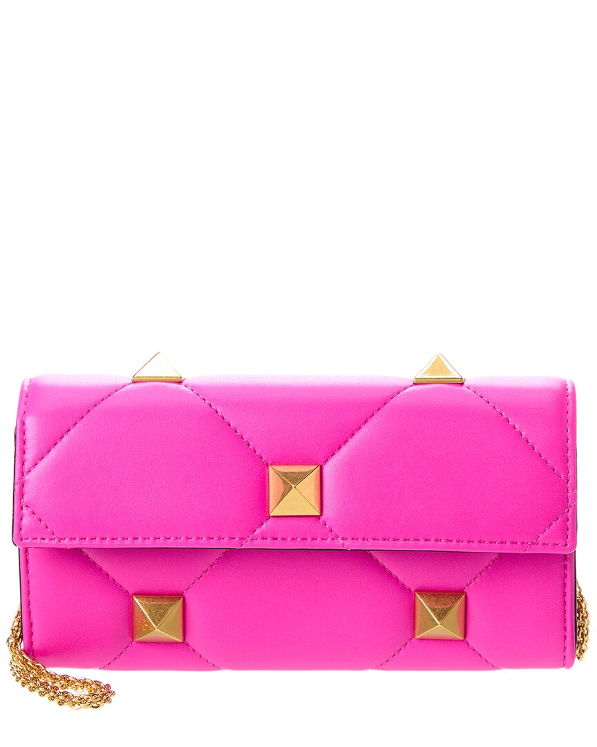 VALENTINO GARAVANI ROMAN STUD LEATHER WALLET ON CHAIN