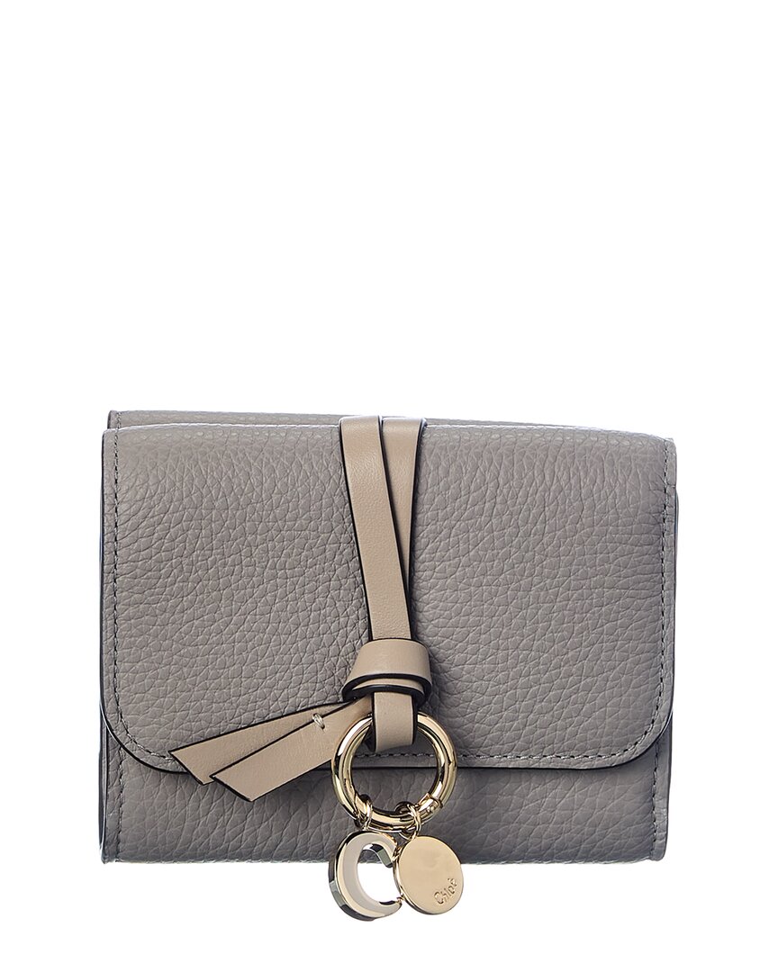 Chloé Alphabet Leather French Wallet In Grey