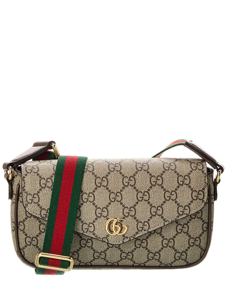 Gucci Ophidia Mini Gg-supreme Canvas Shoulder Bag In Graubraun