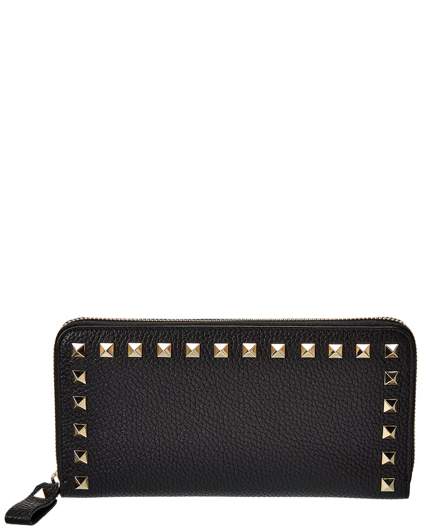 Valentino Garavani Rockstud Grainy Calfskin Wallet