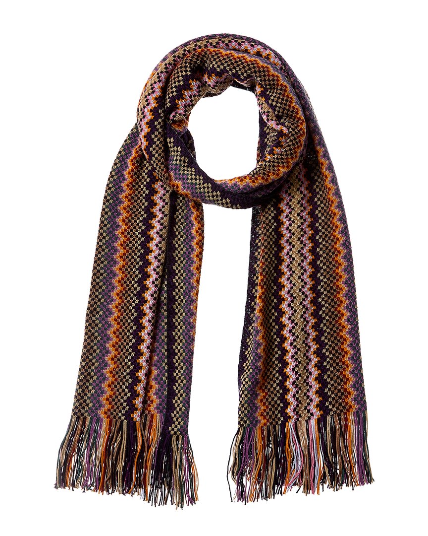 Missoni Wool-blend Scarf In Purple