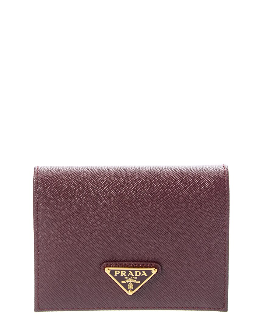 Prada Small Saffiano Leather Bifold Wallet In Red