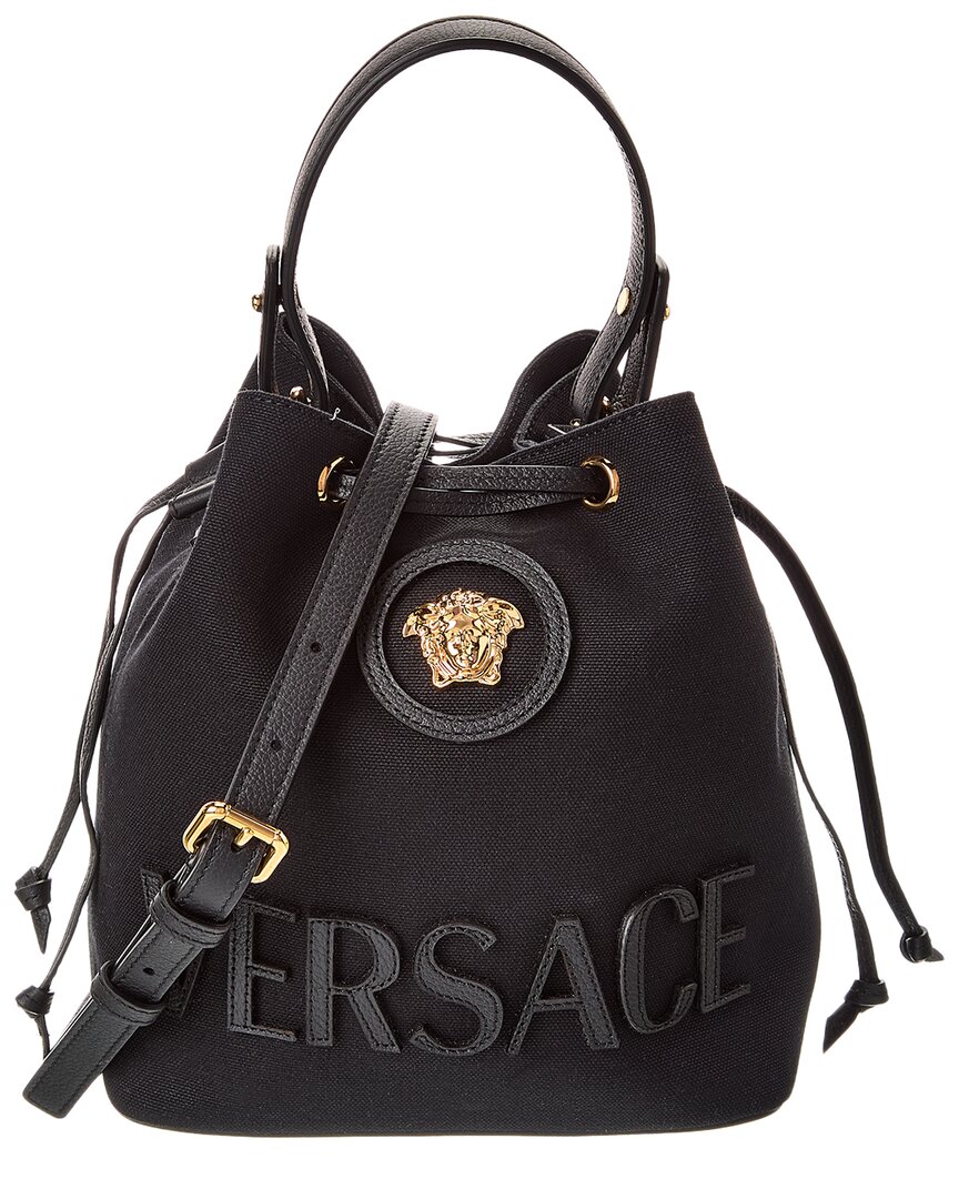 Versace La Medusa Canvas & Leather Bucket Bag