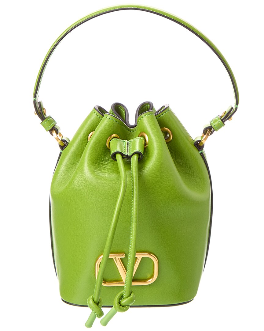 Valentino Garavani Small Vlogo Bucket Bag Green