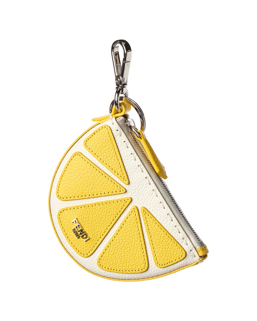 Fendi Lemon Leather Bag Charm In Yellow