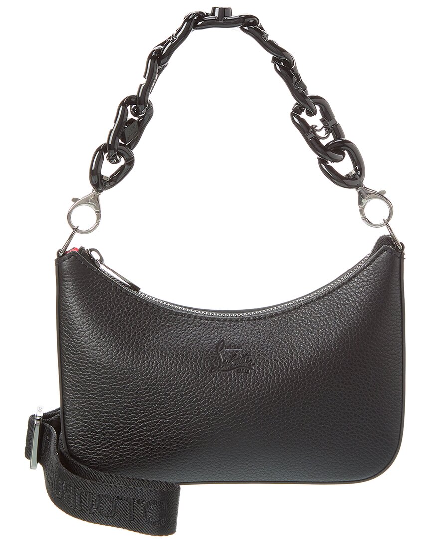 Shop Christian Louboutin Loubila Chain Mini Leather Shoulder Bag In Black