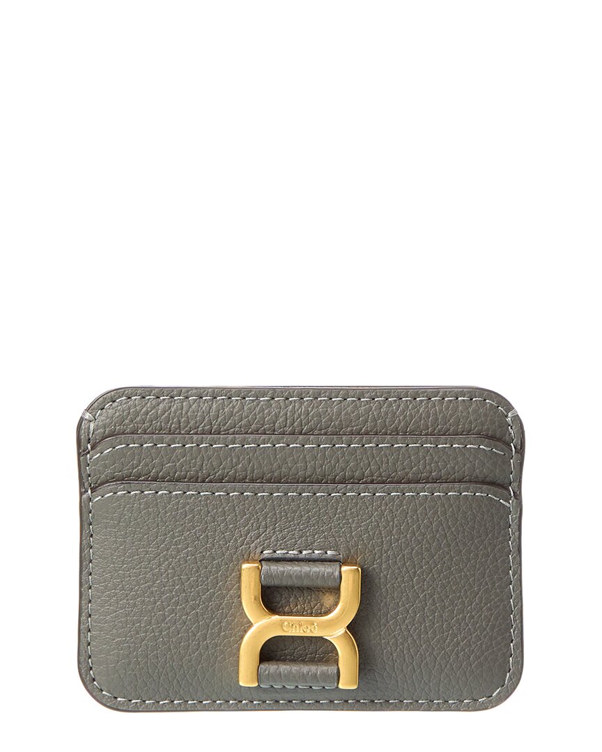 Chloé Marcie Leather Card Case In Grey