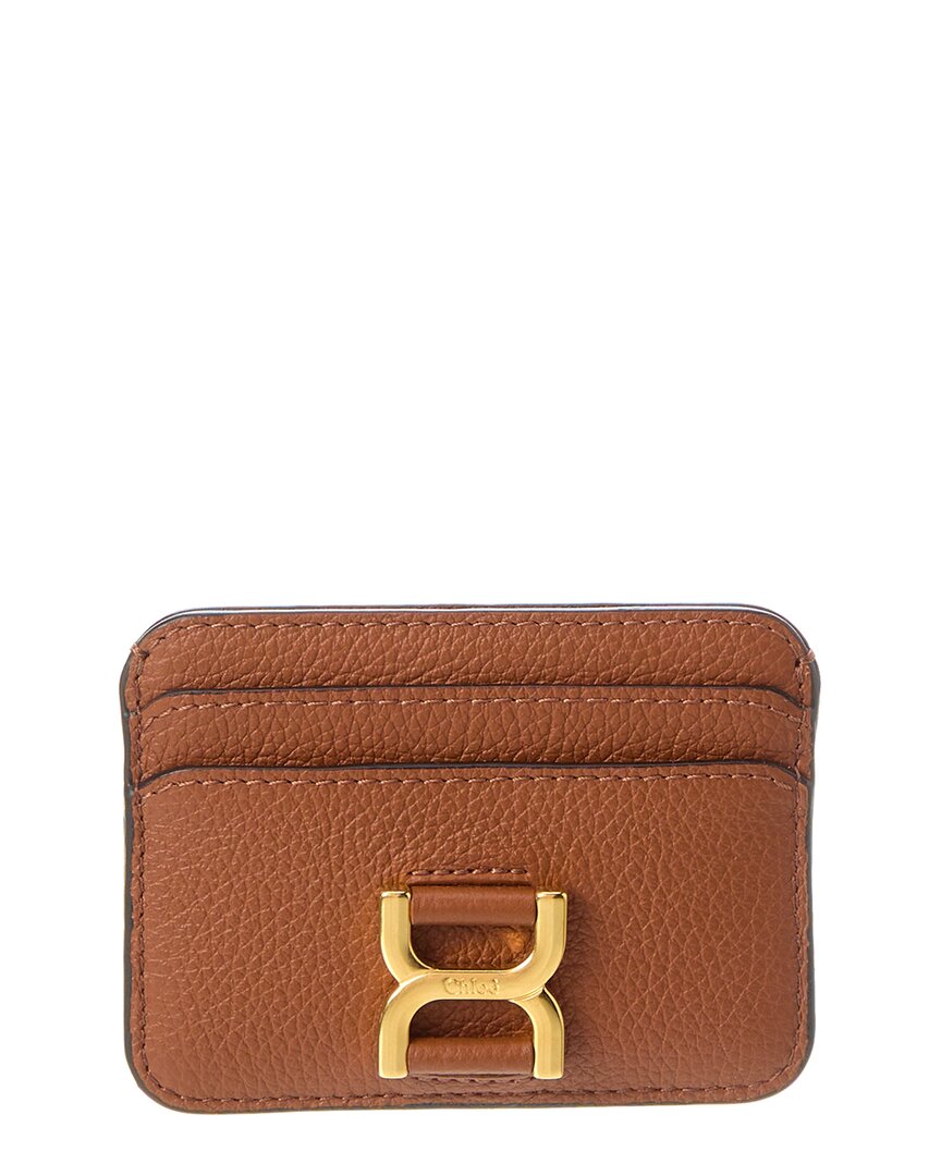 Shop Chloé Marcie Leather Card Case In Brown