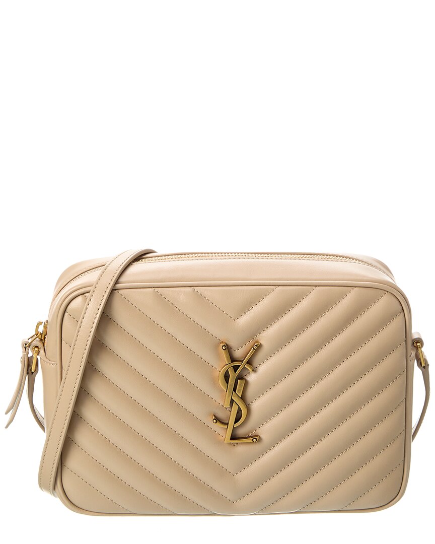 Saint Laurent Lou Monogram Leather Camera Bag In Beige