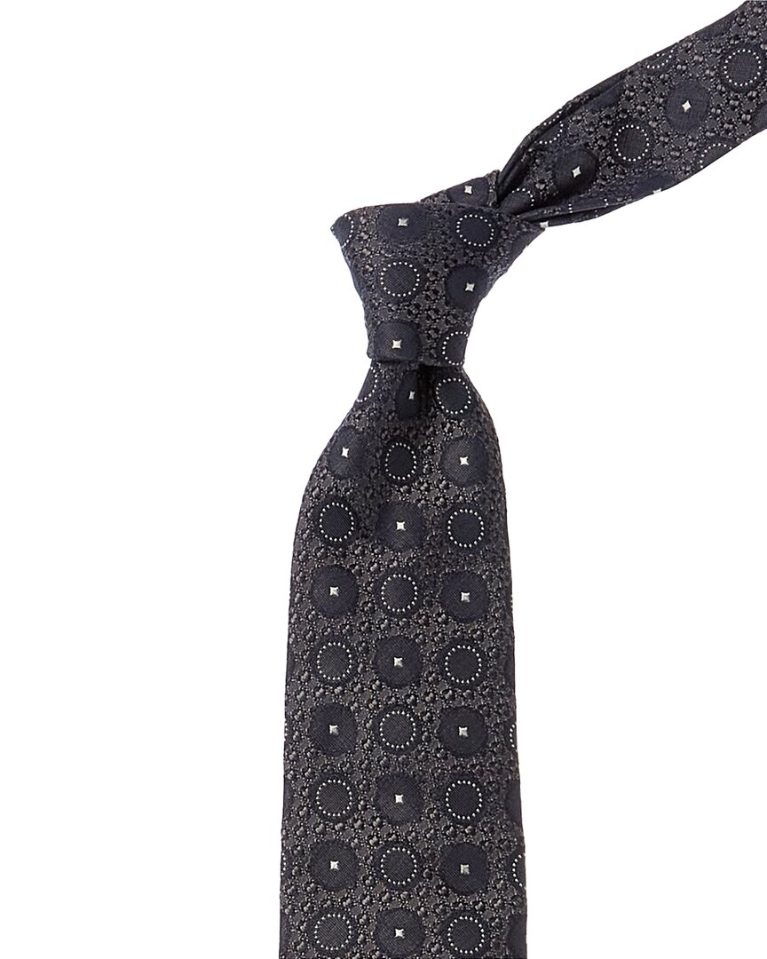 Brunello Cucinelli Blue Circles Silk Tie