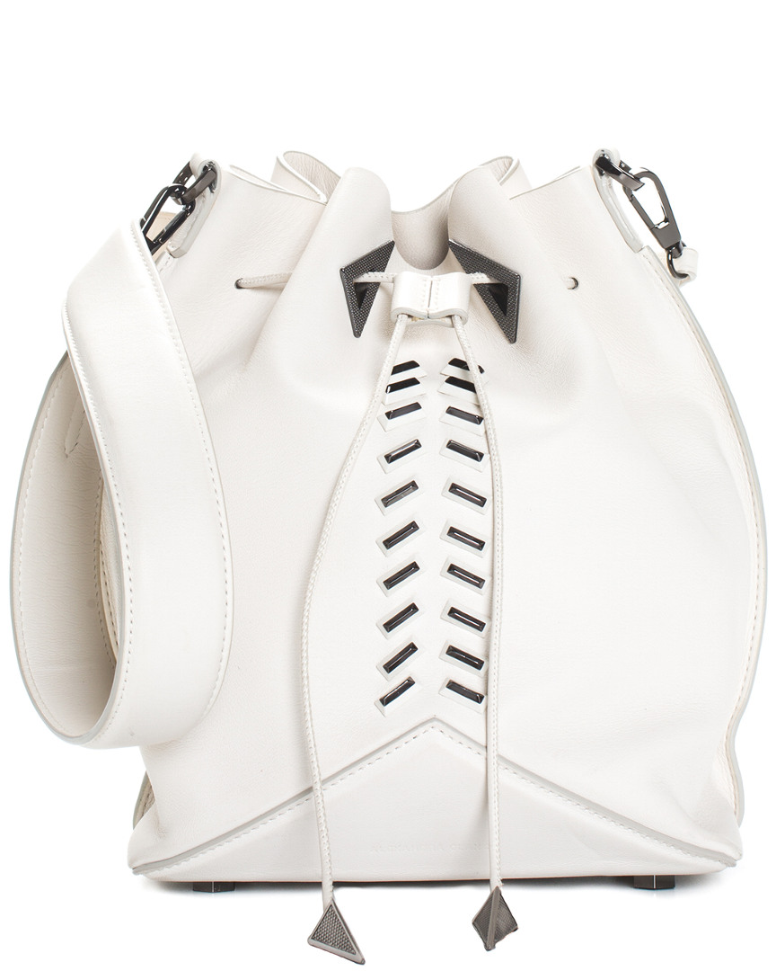 Image of Alexandra Clancy White Leather Robinson Bucket Bag