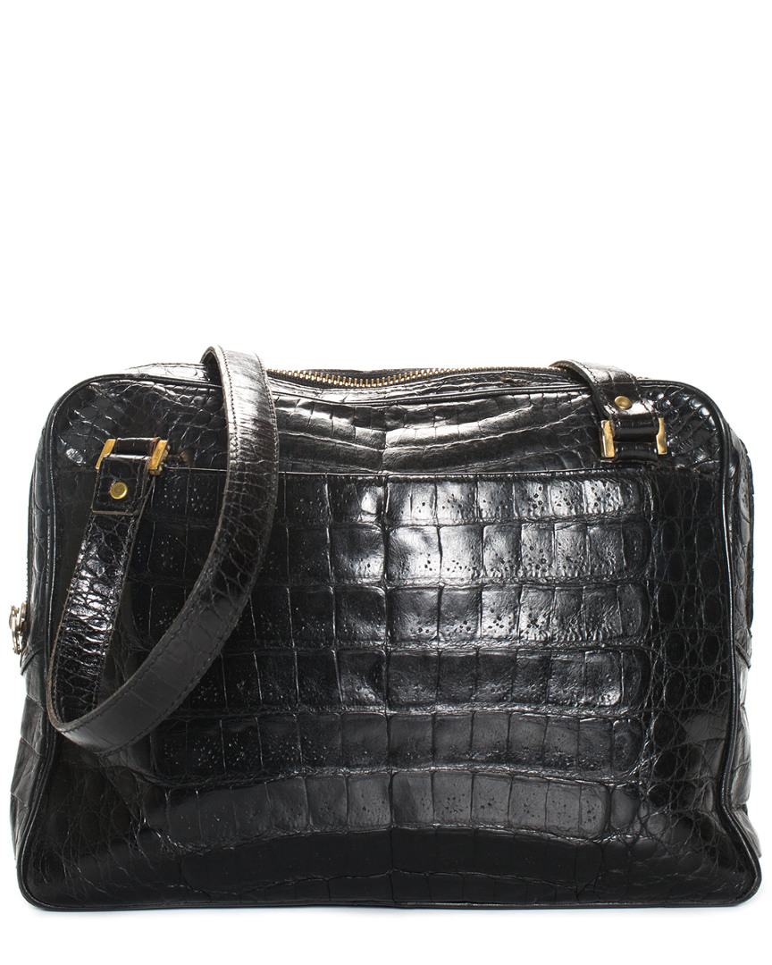 Image of Chanel Black Alligator CC Charm Shoulder Bag