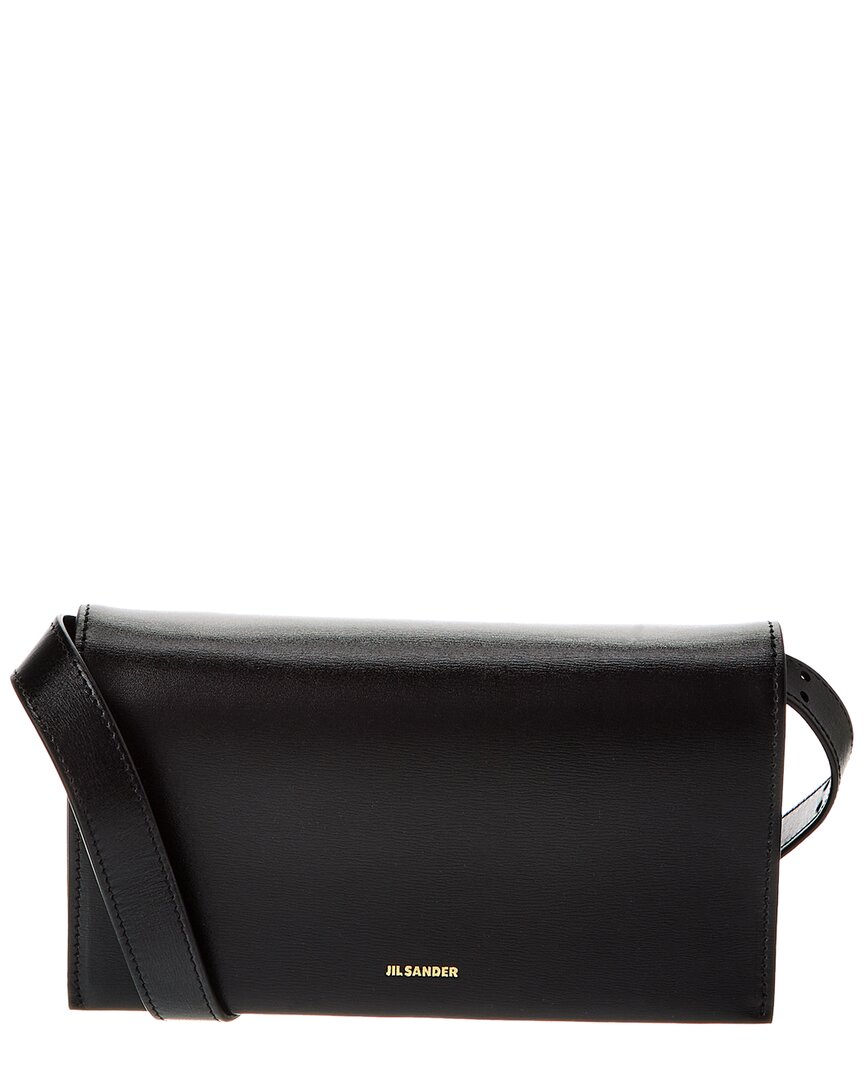 Jil Sander All Day Leather Shoulder Bag In Black