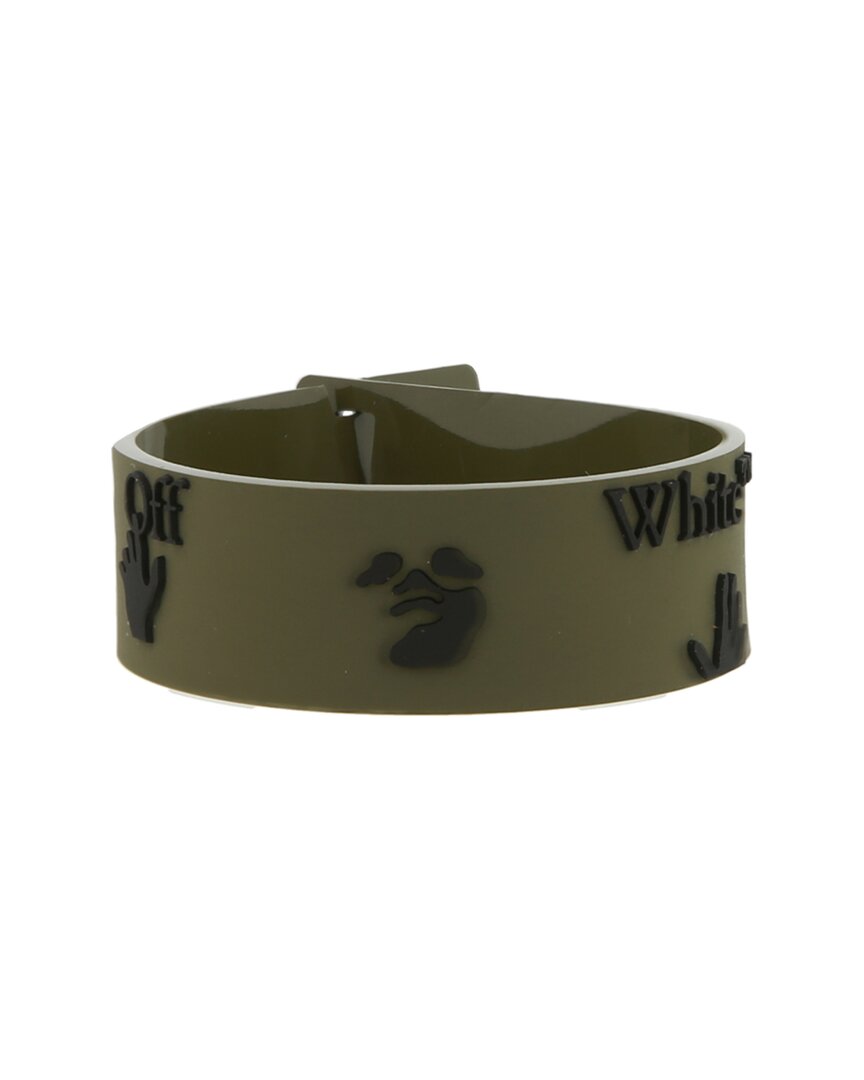 Shop Off-white ™ Rubber Logo Bracelet In Green
