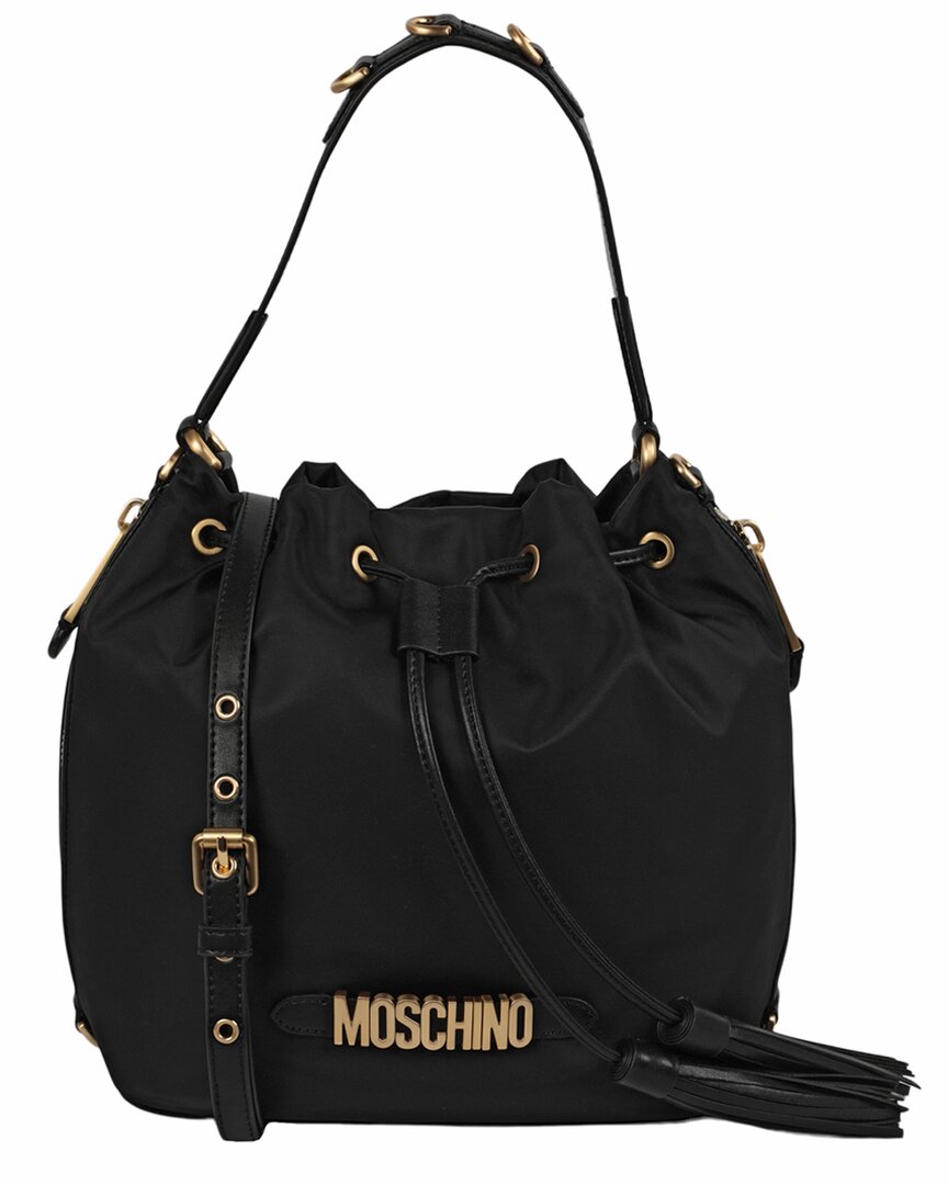 Moschino Logo Bucket Bag In Black