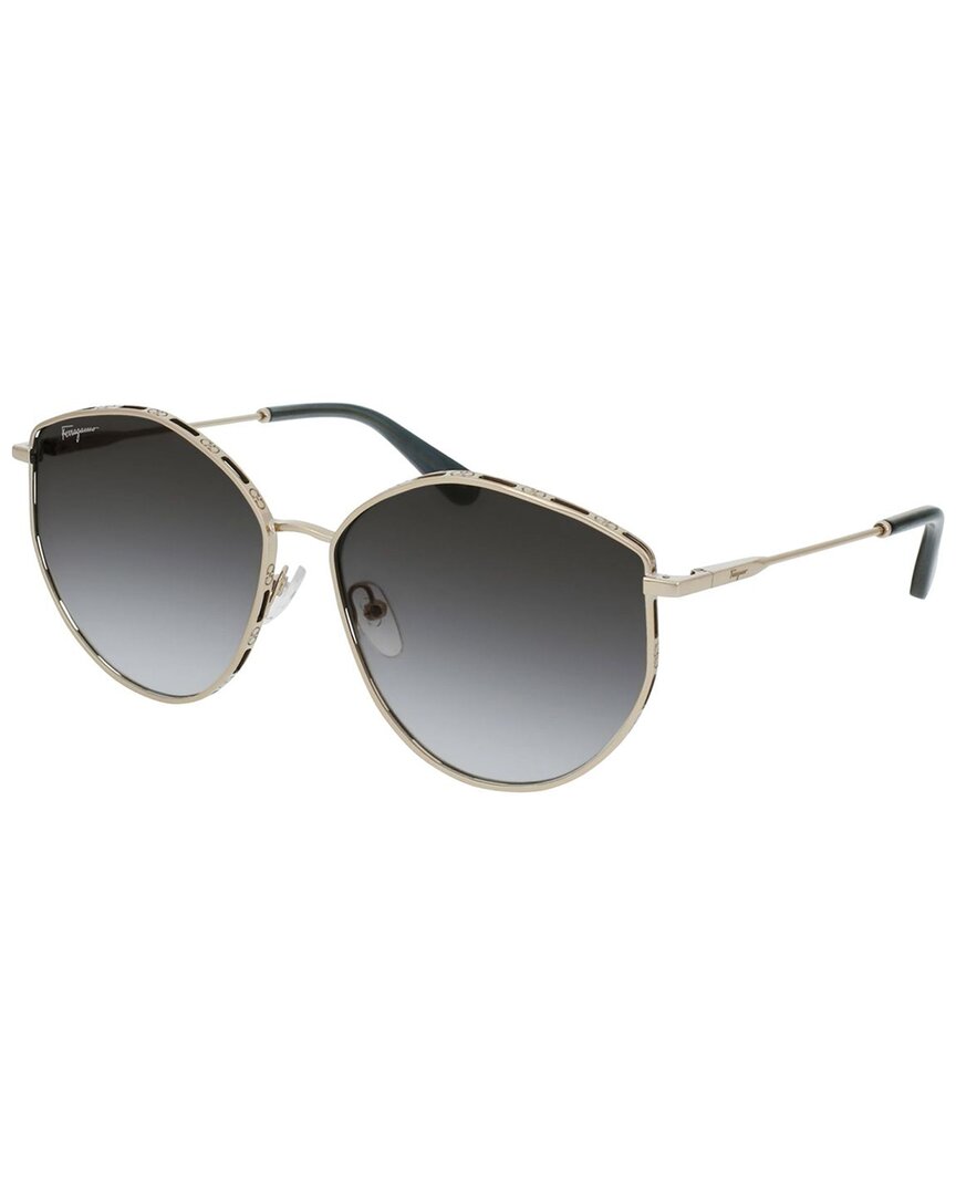 Ferragamo Salvatore Grey Gradient Irregular Ladies Sunglasses Sf264s 785 60 In Gold