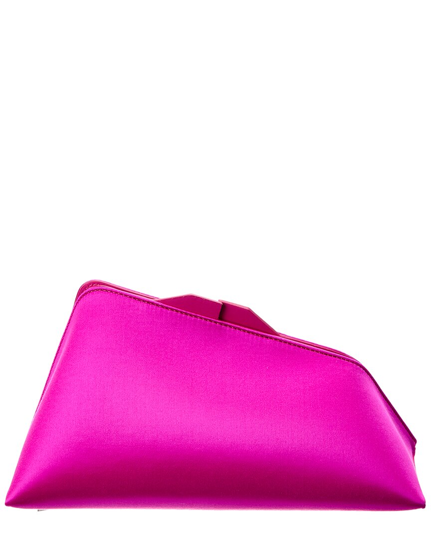 Attico Large Leather-trimmed Satin Clutch In Pink