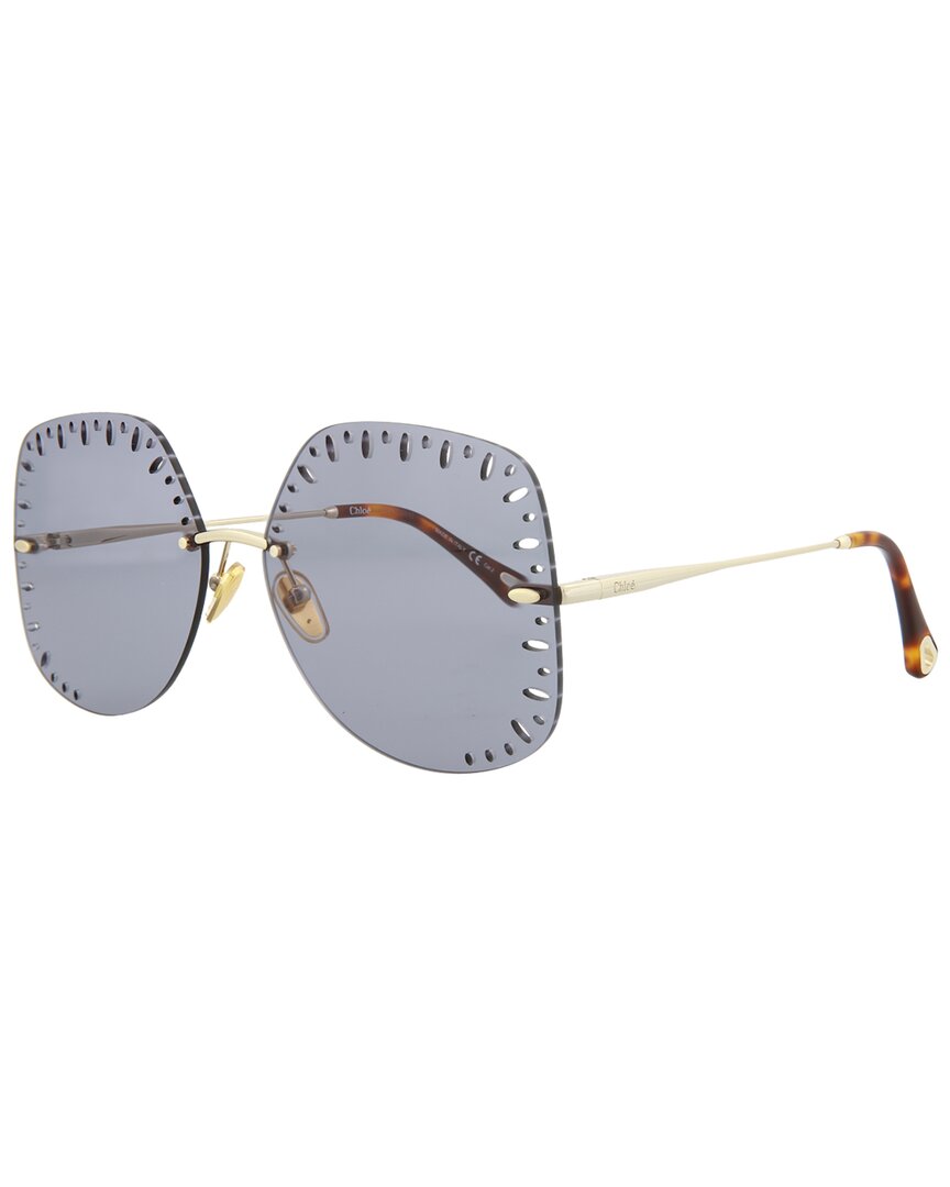 Chloé Women's 63mm Cutout Square Sunglasses In Gold