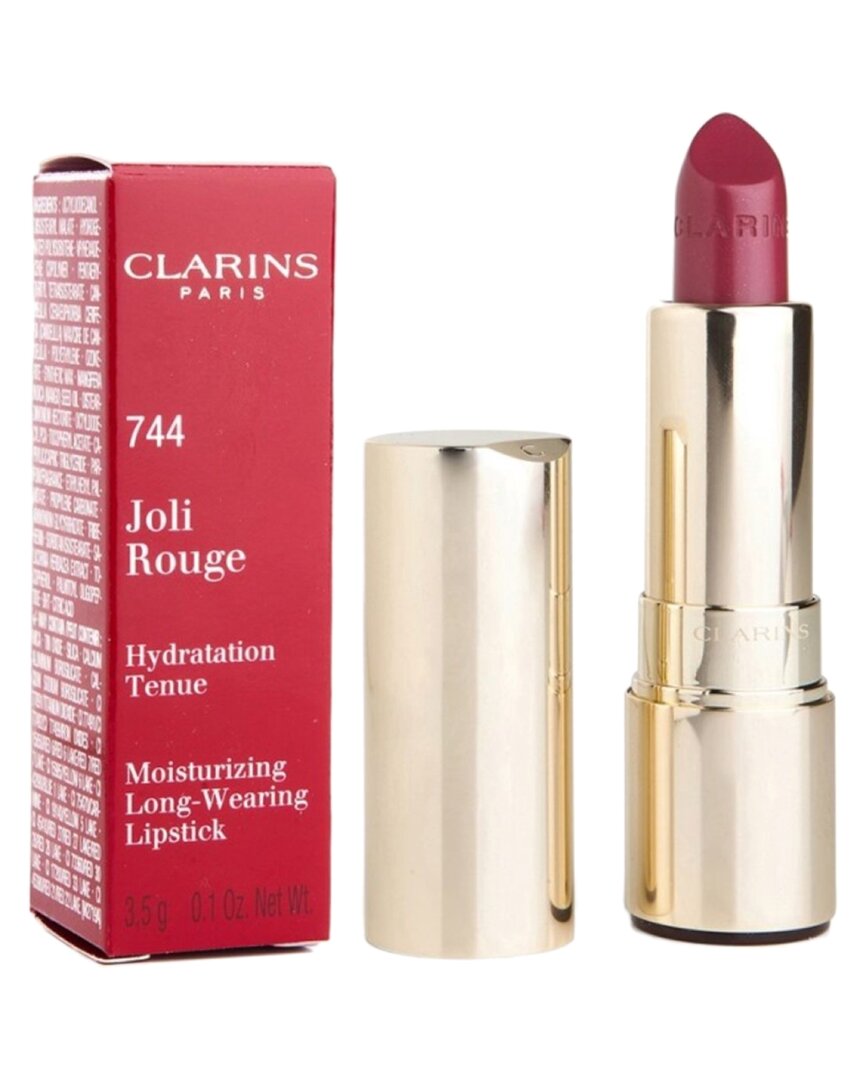 Clarins 0.1oz 744 Soft Plum Joli Rouge Moisturizing Long Wearing Lipstick In White