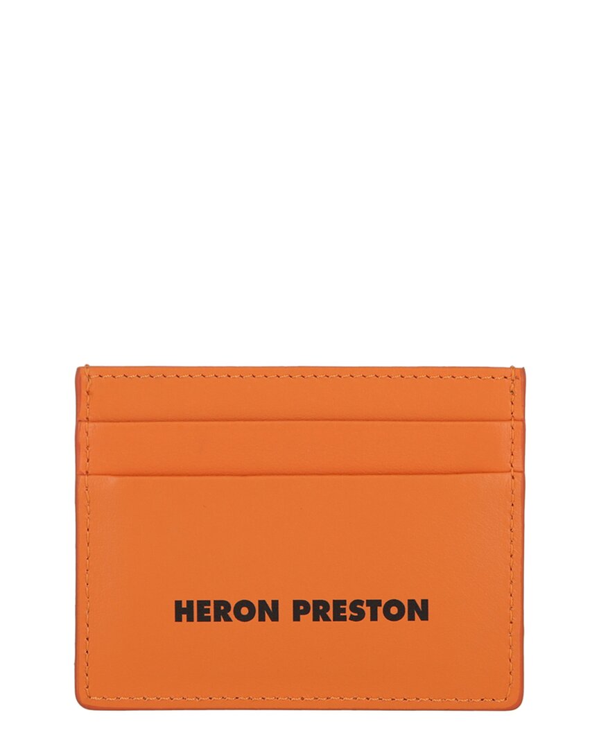 Shop Heron Preston Leather Card Holder In Orange