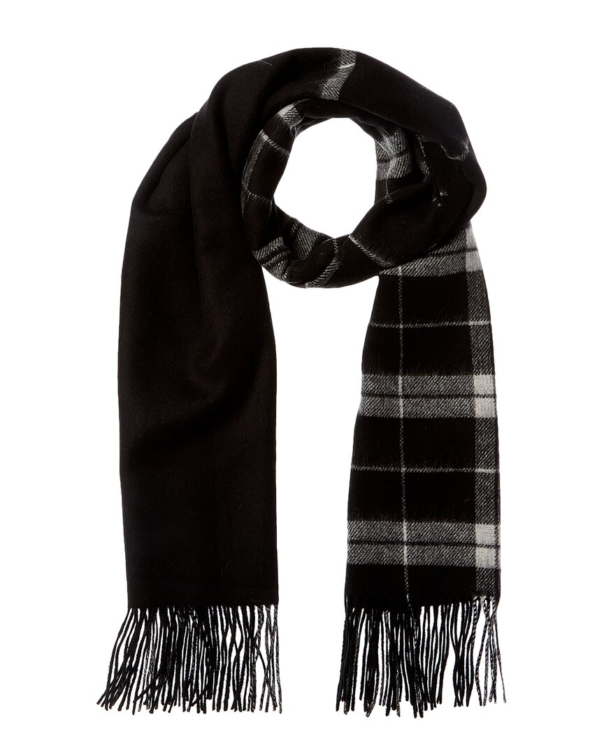 Allsaints Max Check Wool Scarf In Black