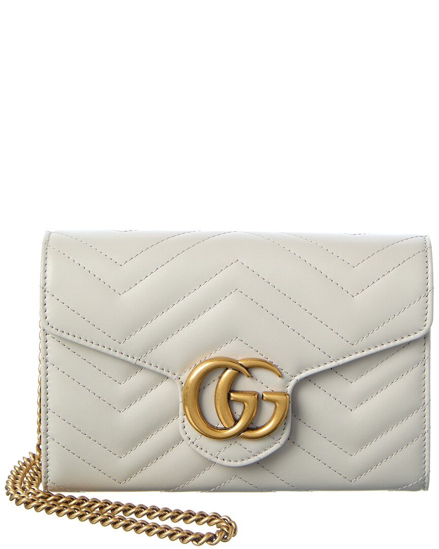 Gucci Gg Marmont Matelasse Leather Wallet On Chain In Sand