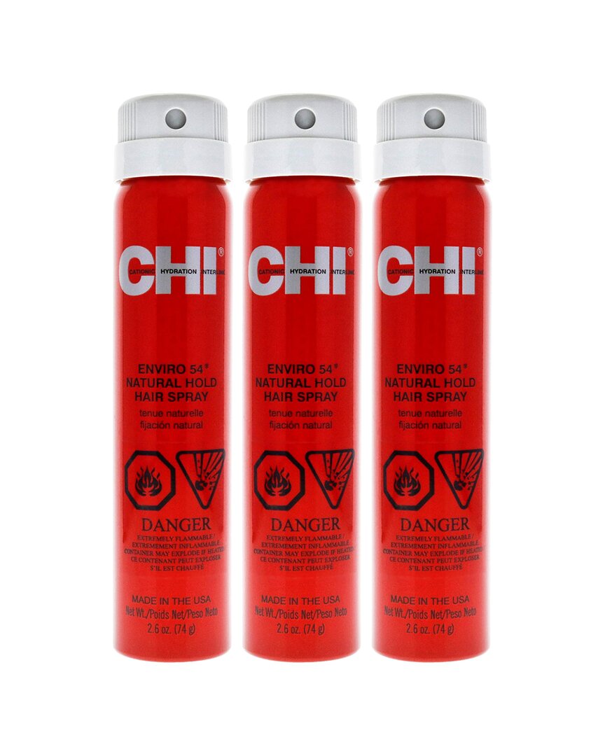 Chi Unisex 2.6oz Enviro 54 Natural Hold Hairspray Pack Of 3 In Red