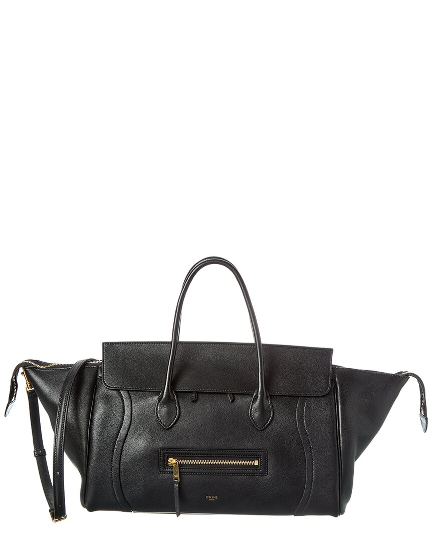 Celine Leather Shoulder Bag In Black