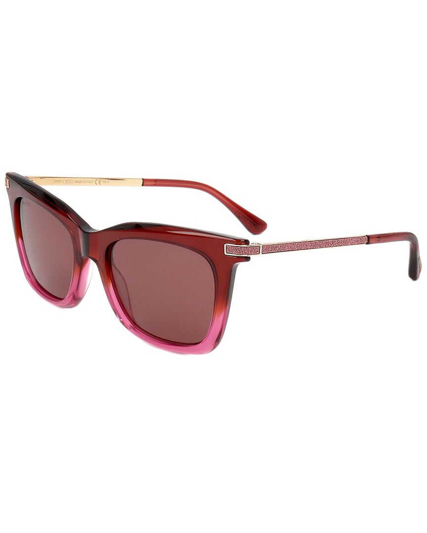 Shop Jimmy Choo Women's Olye 52mm Polarized Sunglasses In Red