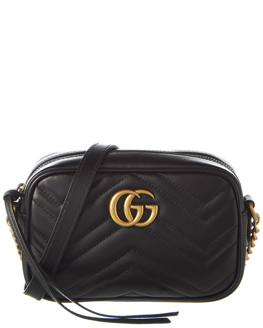 GUCCI GUCCI GG MARMONT MINI MATELASSE LEATHER CROSSBODY CAMERA BAG