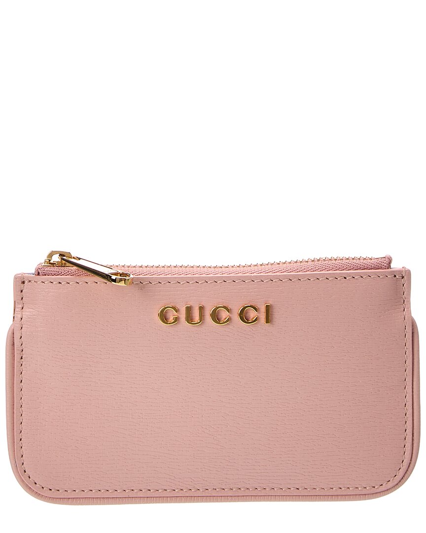 Gucci Logo Leather Card Case In Pink