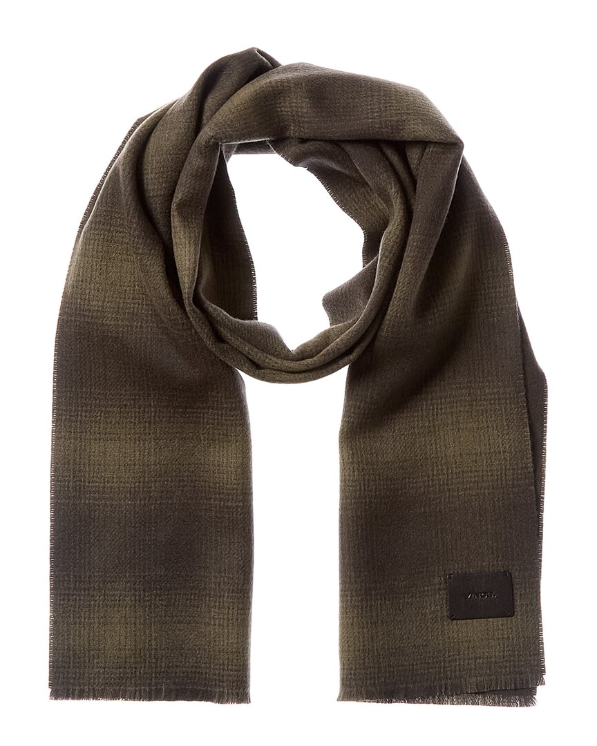 Vince Doubleface Shadow Plaid Wool & Cashmere-blend Scarf In Green