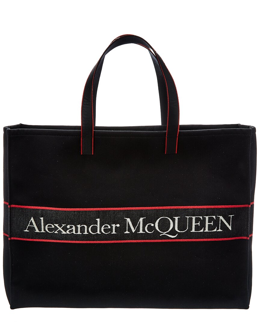 Alexander Mcqueen East/west Selvedge Canvas Tote In Black