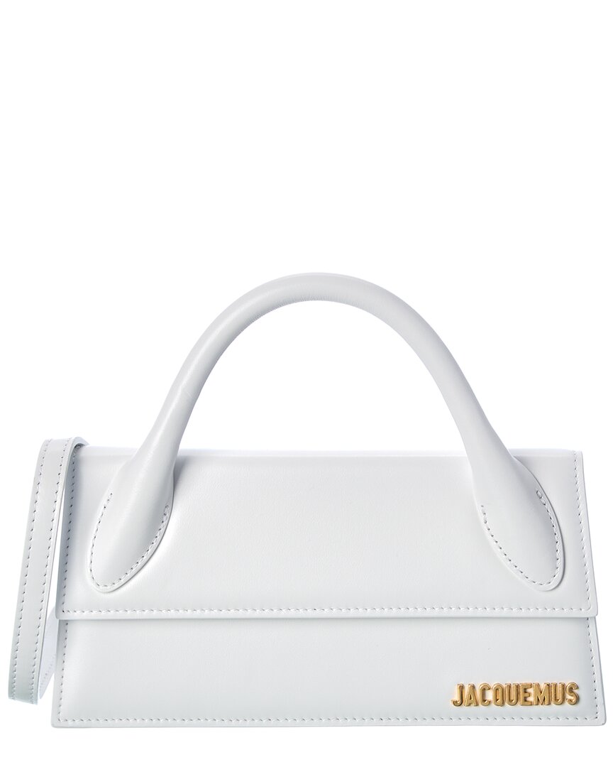 Shop Jacquemus Le Chiquito Long Leather Clutch In White