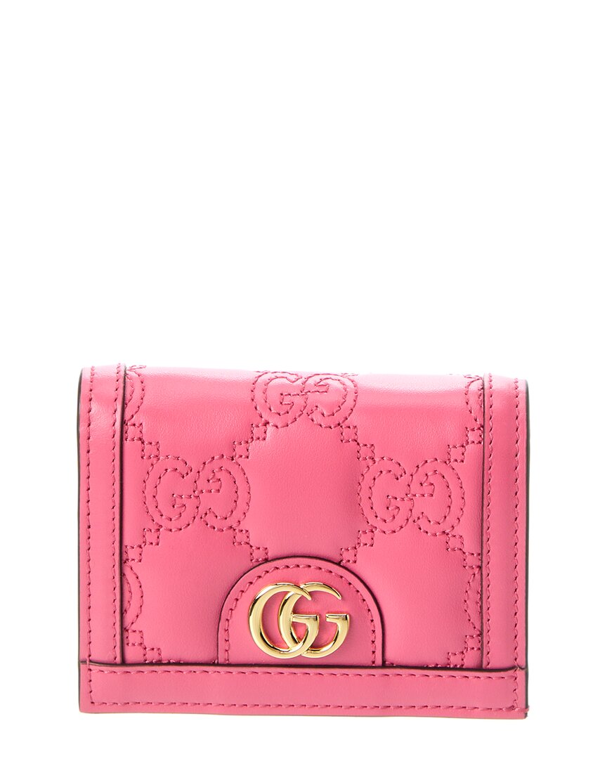 Gucci Gg Marmont Matelassé Leather Card Case In Pink