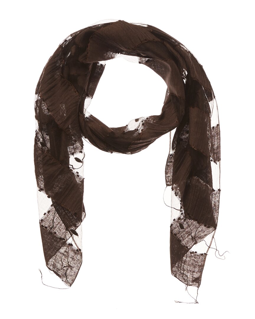 Blue Pacific Hand-woven Silk Scarf In Brown
