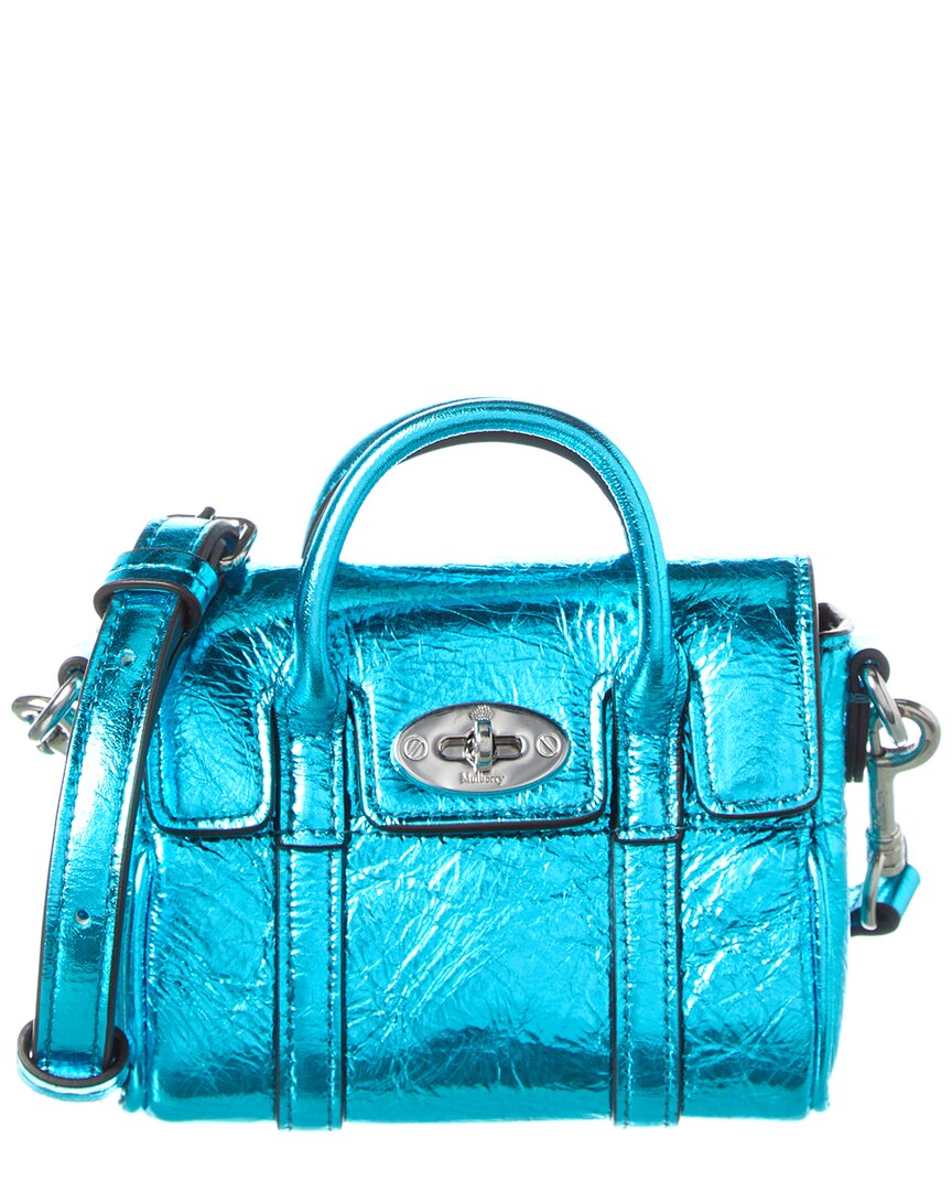 Mulberry Bayswater Micro Leather Satchel In Blue