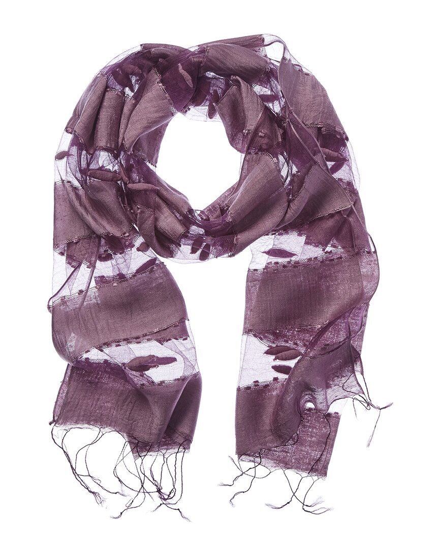 Blue Pacific Hand-woven Silk Scarf In Purple