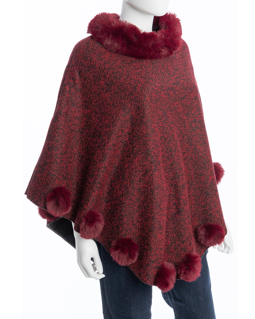 Saachi Pom Pom Poncho In Red