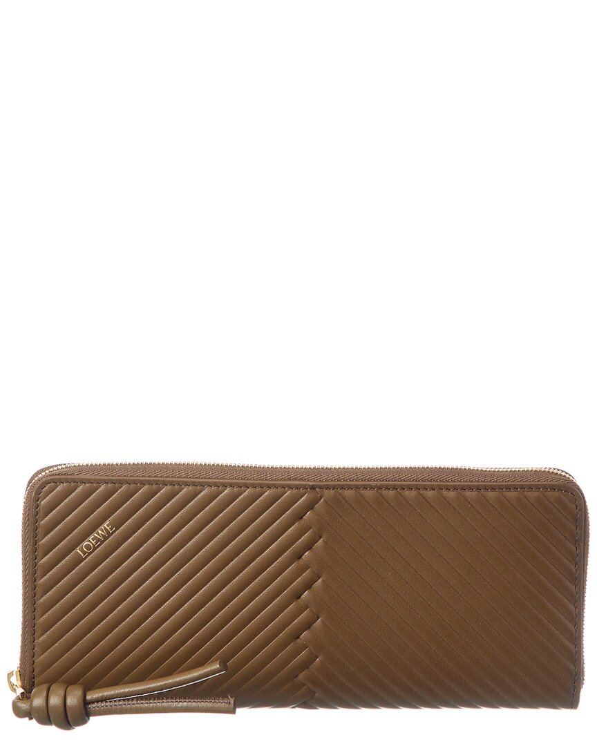 Loewe Knot Leather Zip Around Wallet In Brown