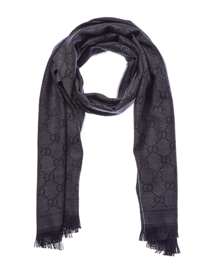 Gucci Gg Jacquard Pattern Wool Scarf