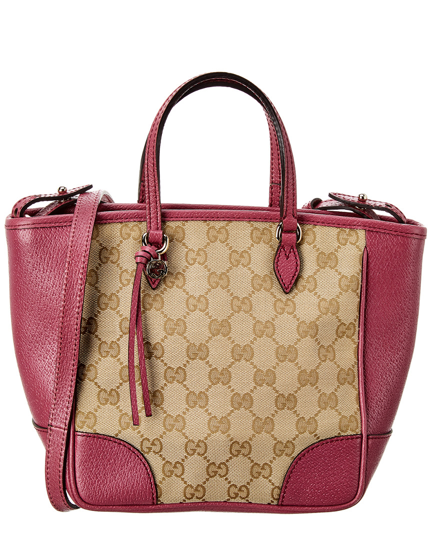 Gucci Brown Gg Canvas & Pink Leather Top-Handle Bag Women&#39;s | eBay