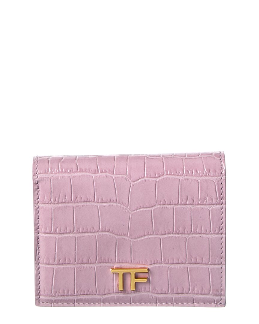 Tom Ford Leather Card Case In Pink