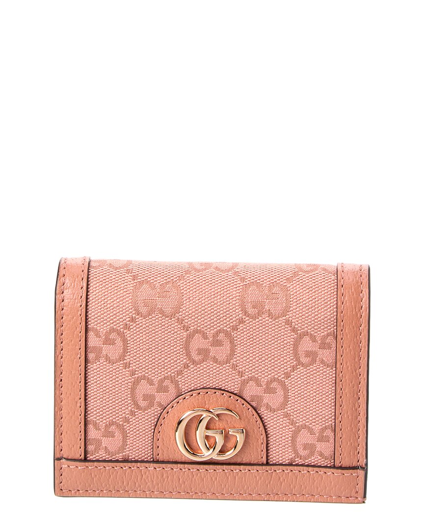 Gucci Ophidia Gg Canvas & Leather Card Case In Pink
