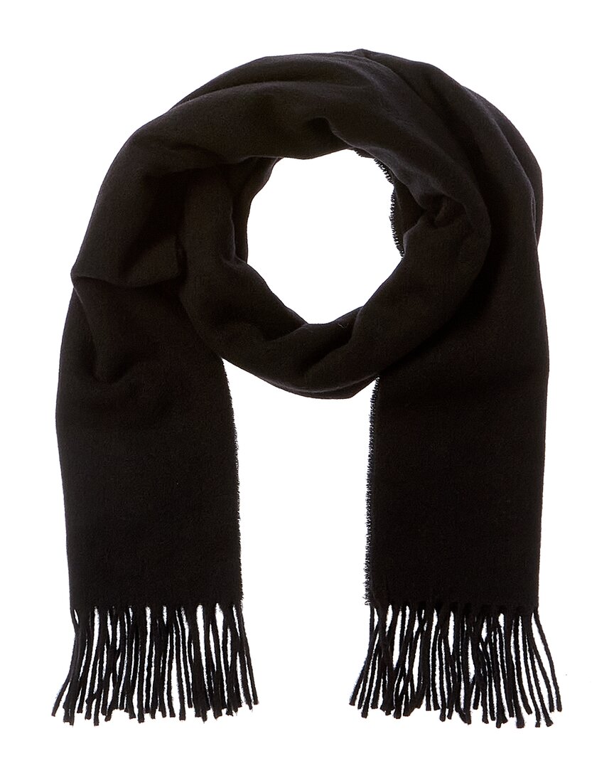 La Fiorentina Solid Scarf With Fringe Border In Black